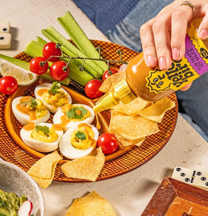 Plum Reaper Deviled Eggs